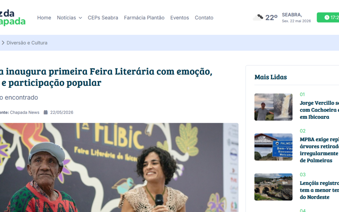 Ibicoara inaugura primeira Feira Literária com emoção, cultura e participação popular