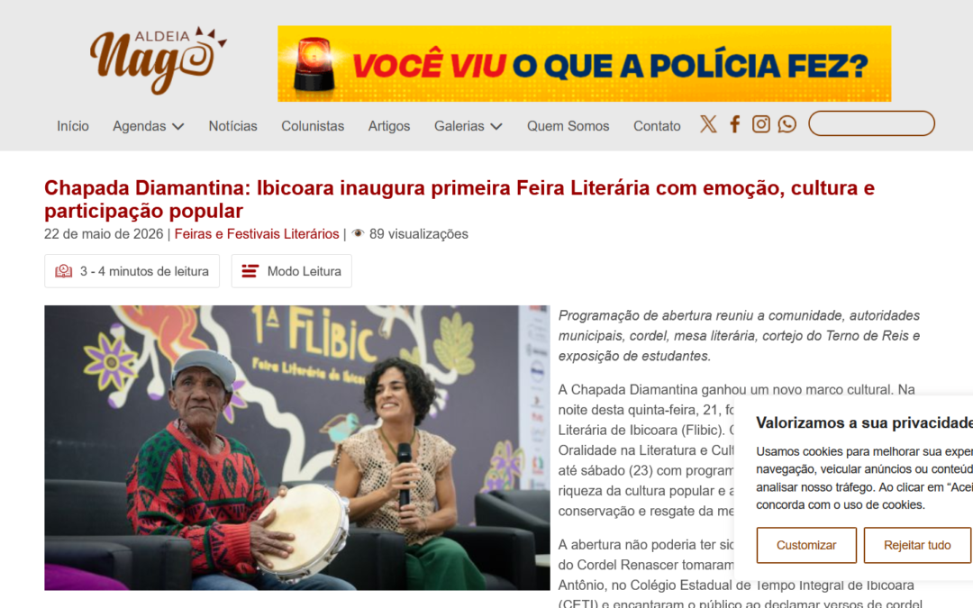 Chapada Diamantina: Ibicoara inaugura primeira Feira Literária com emoção, cultura e participação popular